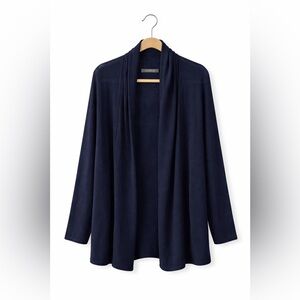 Peruvian Connection 100% Alpaca Open Shawl Collar Tunic Cardigan Size XL Navy
